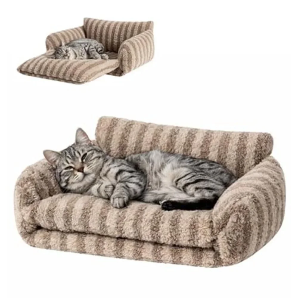 Fluffy Cat Bed Plush Pet Sofa Orthopedic Kitten Bed Small Dog Pet Bed Cushion